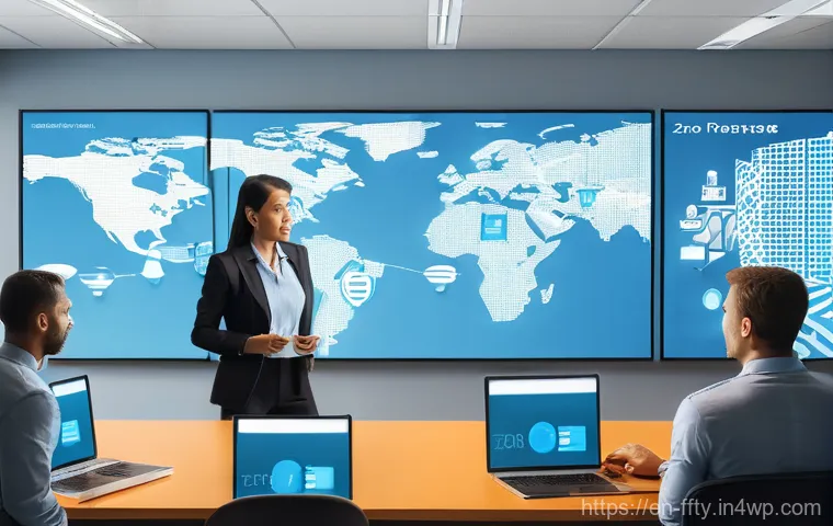 클라우드 데이터 보안 기술 - **Prompt 2: Digital Gatekeepers and the Ultimate Privacy Shield**
    An intricate, abstract digital...